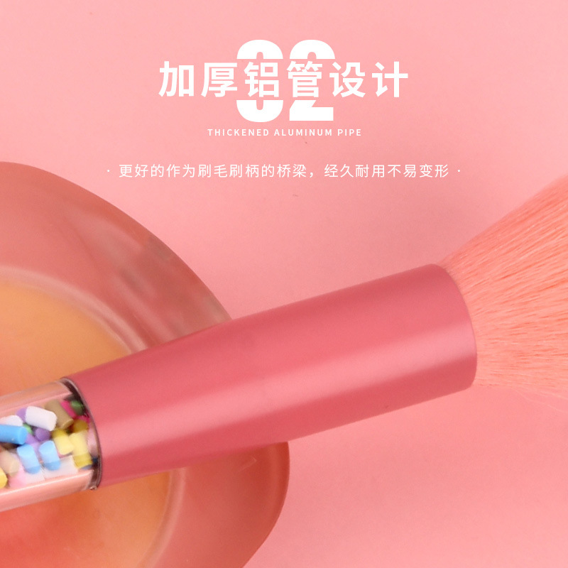 Soft bristle 5-piece makeup brush set, candy-colored blush brush, facial brightening and highlighter brush, beauty tools, dot color brush Specification drawing