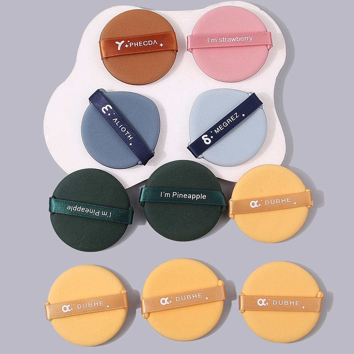 10 multi-color cushion powder puffs, super soft dry and wet dual-purpose loose powder puffs, honey powder puffs, portable daily setting powder puffs full figure