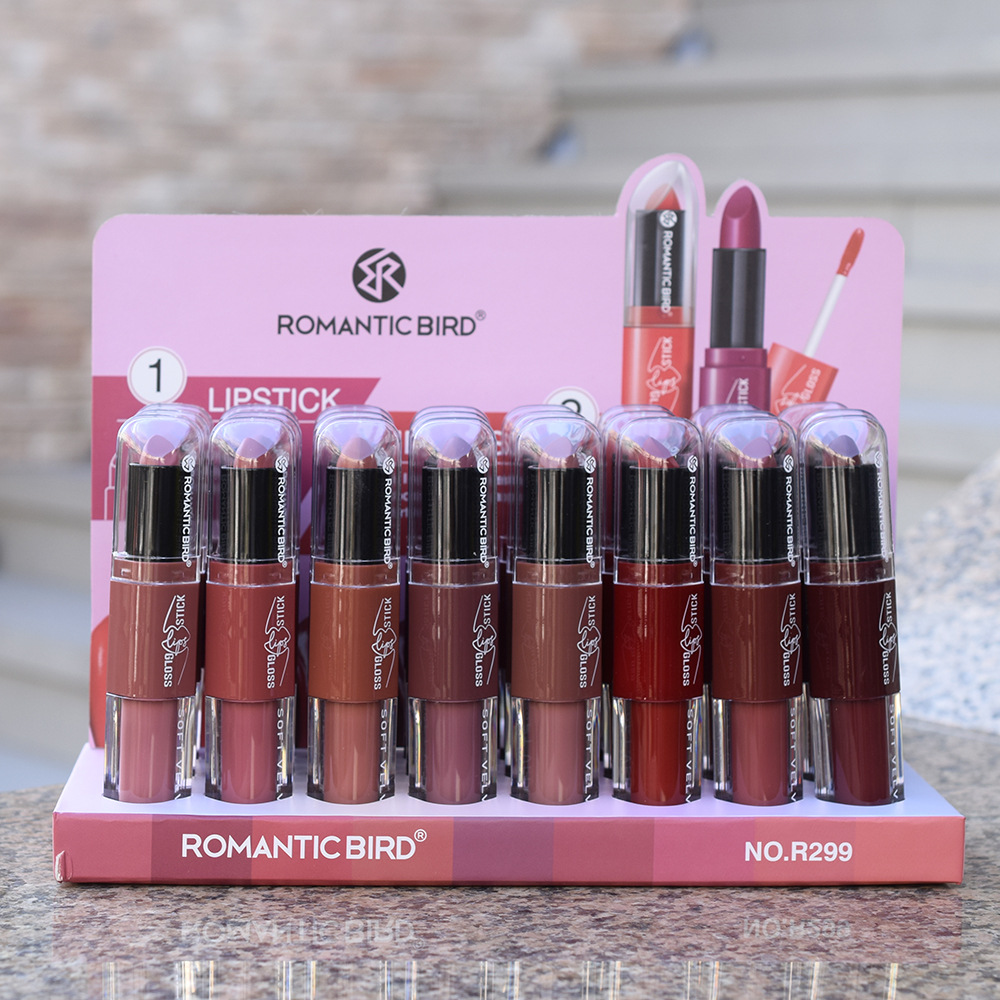 New matte lip gloss and lipstick Double Head [ROMANTIC BIRD] RB299 two-in-one set full figure