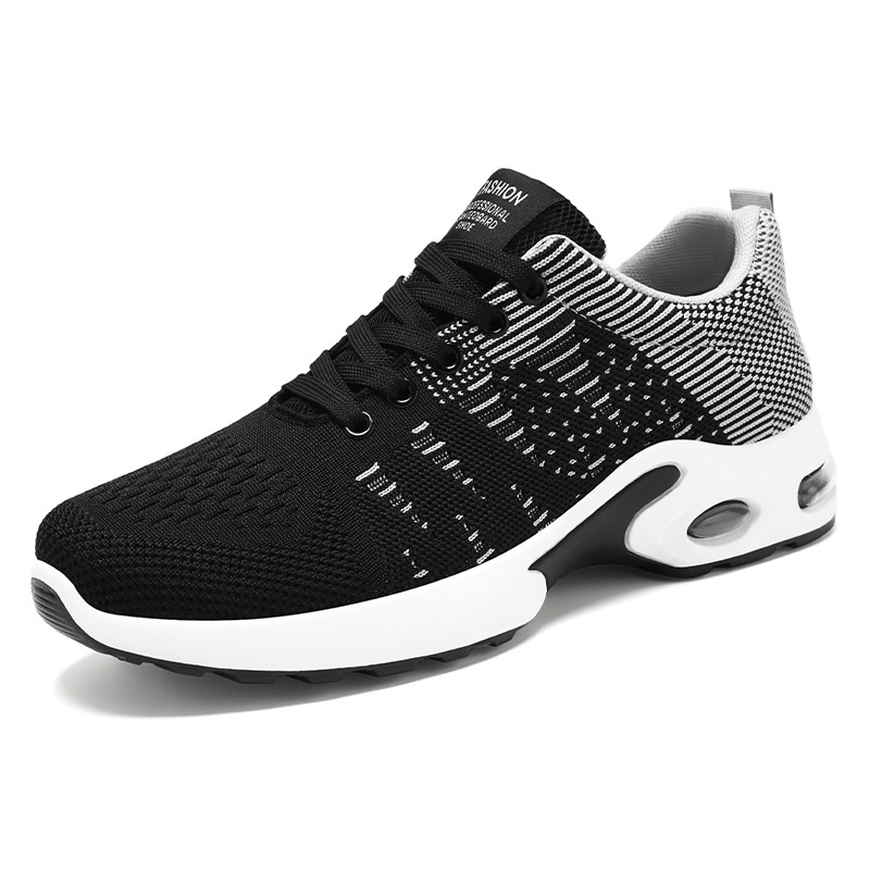 Summer new men's shoes: Feizi casual soft-soled sports shoes, air-cushioned running shoes, men's black mesh breathable work shoes Item Picture