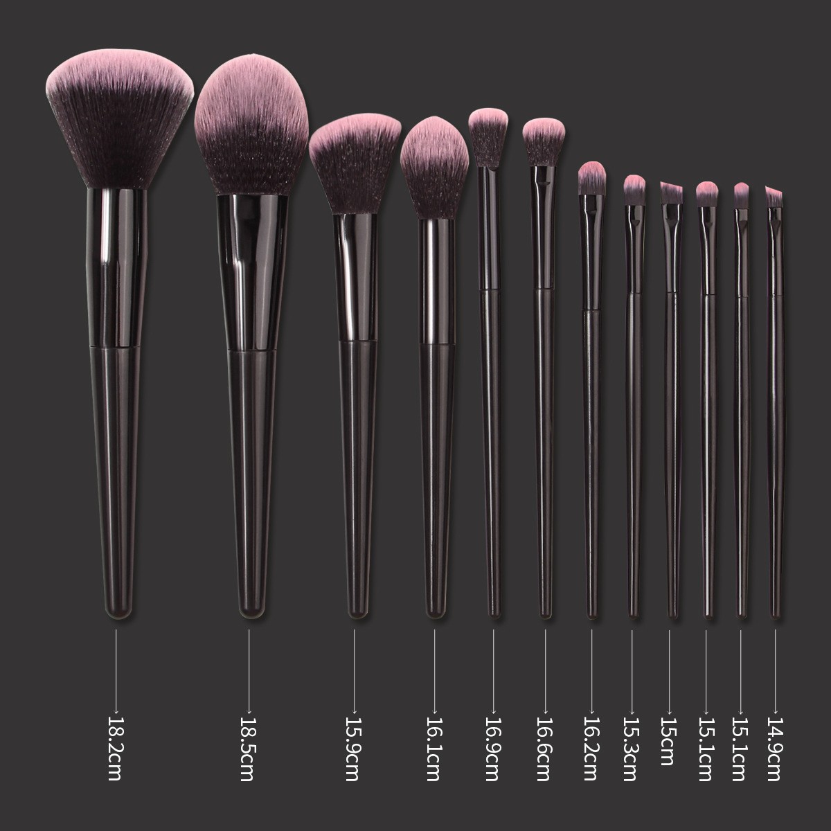 New 12-piece makeup brush set in stock, portable makeup brush storage bucket set, strong powder grasping power, popular set brush details Picture