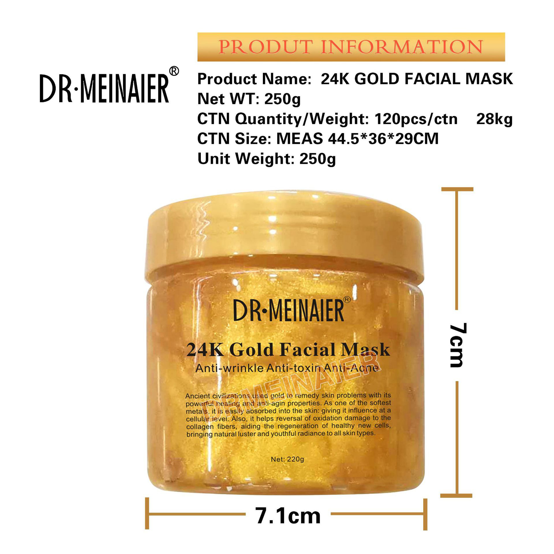 Cross-border foreign trade 24K Gold Collagen Repair Sleep Mask Firming Hydrating Moisturizing Cream Mask 220 Item Picture