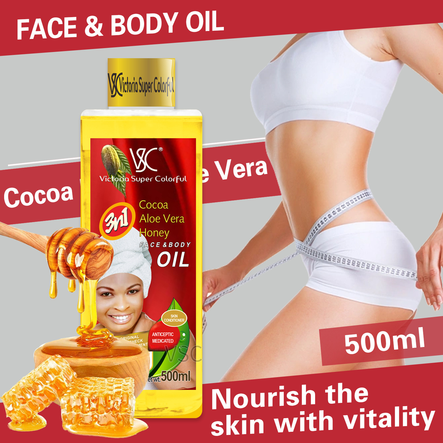 Cross-border cocoa aloe Honey Essential Oil 100ml, Massage Oil 500ml, wholesale for facial, body and full-body massage details Picture
