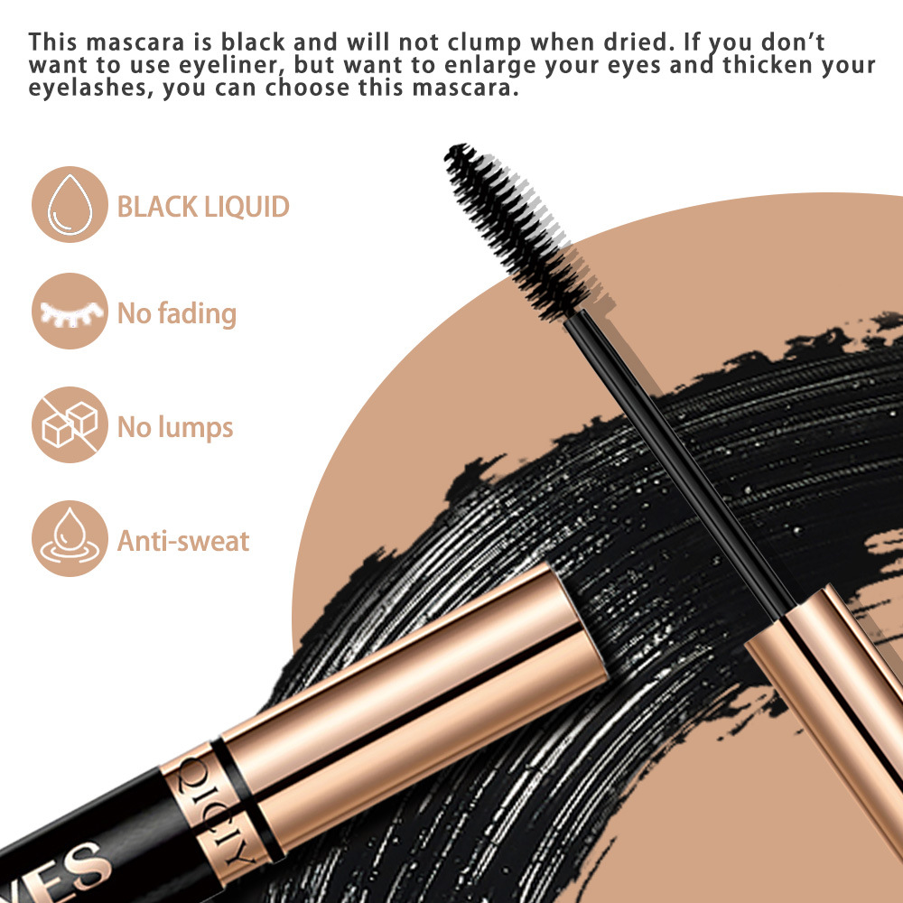 QICIY+ eyeliner gel pen + mascara waterproof, non-smudge, long, thick, curly, long-lasting, fine brush head, cross-border Specification drawing