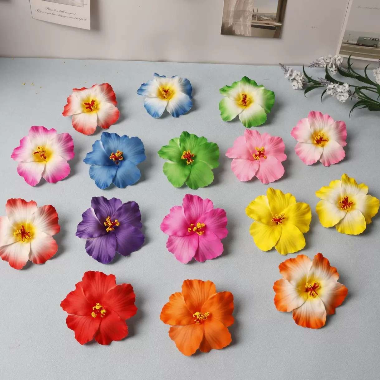 现货新款约10厘米仿真扶桑花发夹，海边游度假，拍照Dl丫创意工坊花朵头饰发夹发饰详情图12