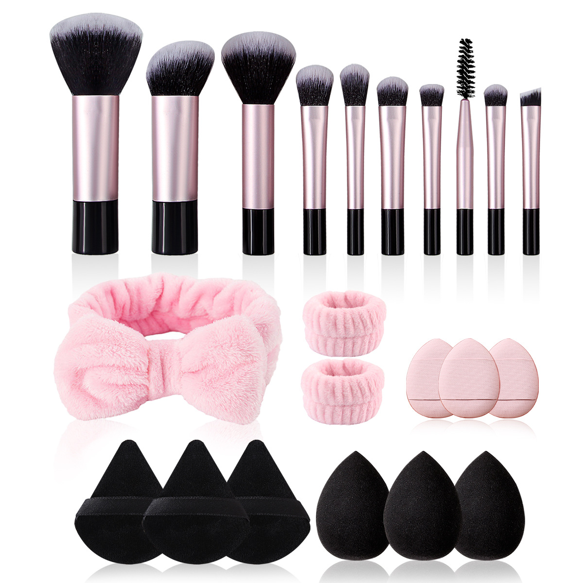 Cross-border best-selling mini 10-piece makeup brush set, short-handled brush, eyeshadow brush, loose powder brush, portable makeup brush direct supply full figure