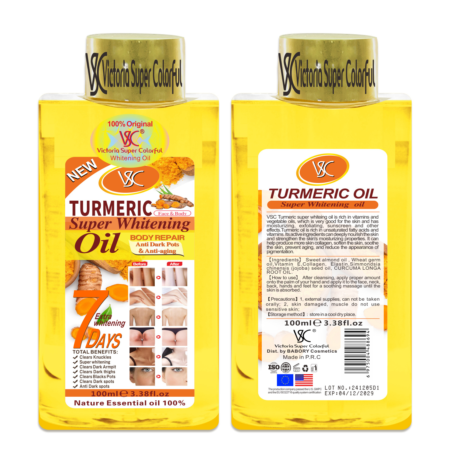 Cross-border Carrot Essential Oil for Facial and Body Hair Care, Papaya Massage Oil for full-body Nourishment, Turmeric essential Oil 100ml Item Picture