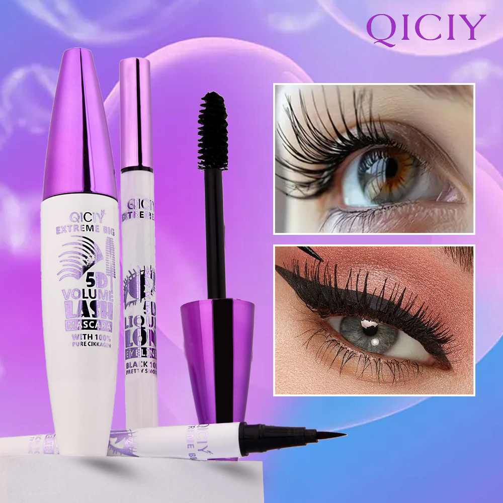Cross-border exclusive QICIY mascara, eyeliner pen case box, waterproof, non-smudge, long eyelash base full figure