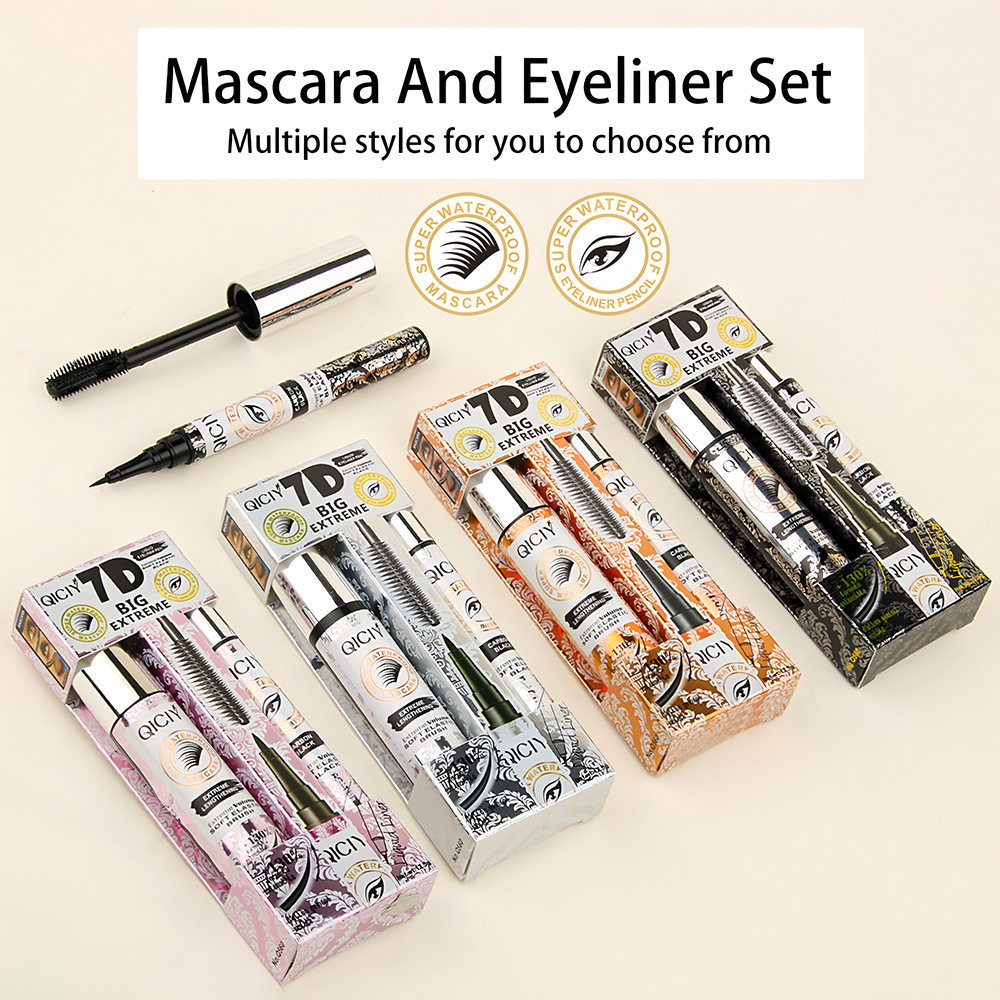 Cross-border exclusive QICIY+2 in 1 eyelash + eyeliner. The lower eyelashes are waterproof, sweat-proof, do not smudge and are easy to color full figure