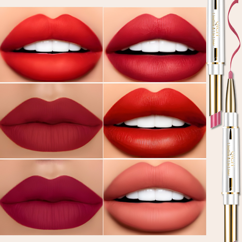 Wholesale of QICIY+ 6-color lip liner for foreign trade, which is not easy to fade and can outline the lip shape with a matte finish Specification drawing