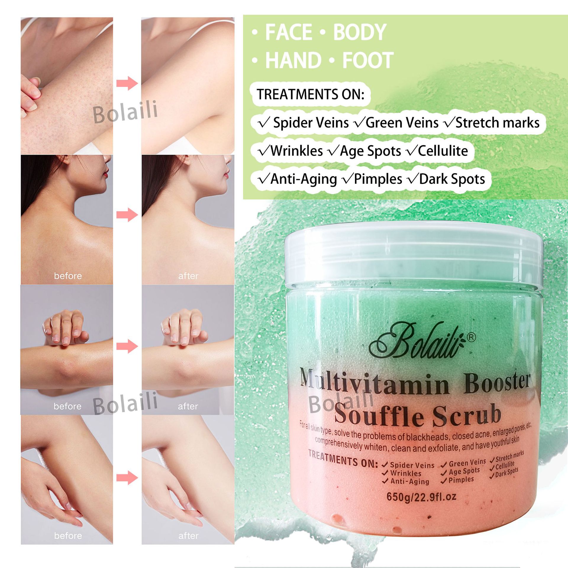 Cross-border dual-color flower and fruit tea ice cream Scrub Sea Salt Scrub Body Scrub Salt Bath Salt Wet Salt 650g wholesale Application Scenario