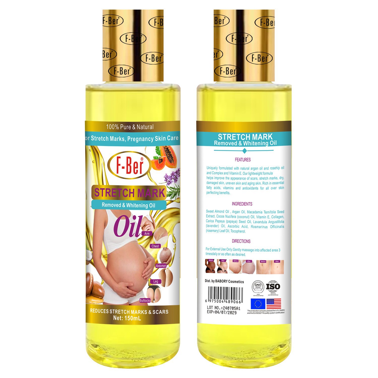 Cross-border stretch mark oil, postpartum belly repair essential oil for pregnant women, fine line fading and darkening massage oil for export Item Picture