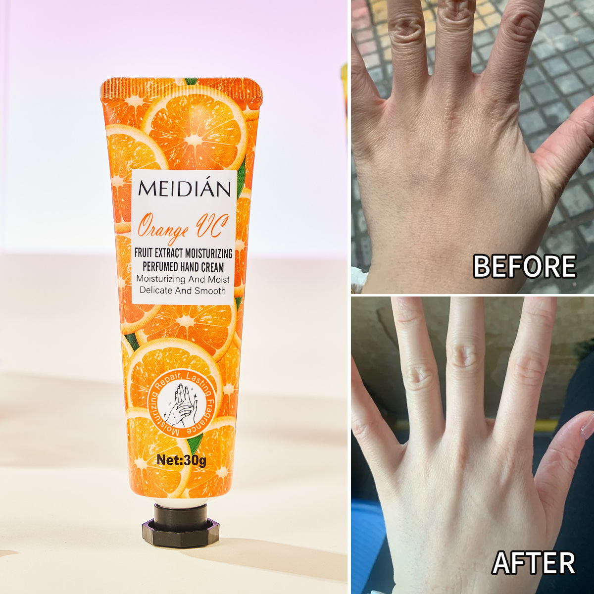 MEIDIAN Cross-border Exclusive fruit-scented hand cream bag set, 5-tube hand cream set for cross-border use Specification drawing