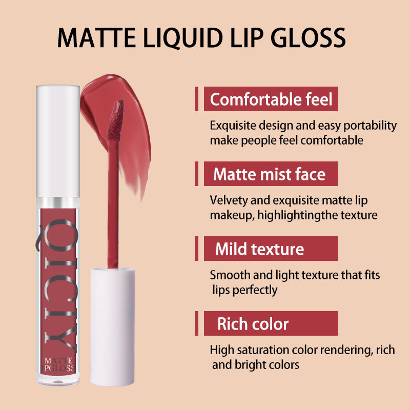 Cross-border exclusive QICI Matte Velvet Lip Gloss Set, Amazon's best-selling new makeup product, non-stick lip gloss Item Picture