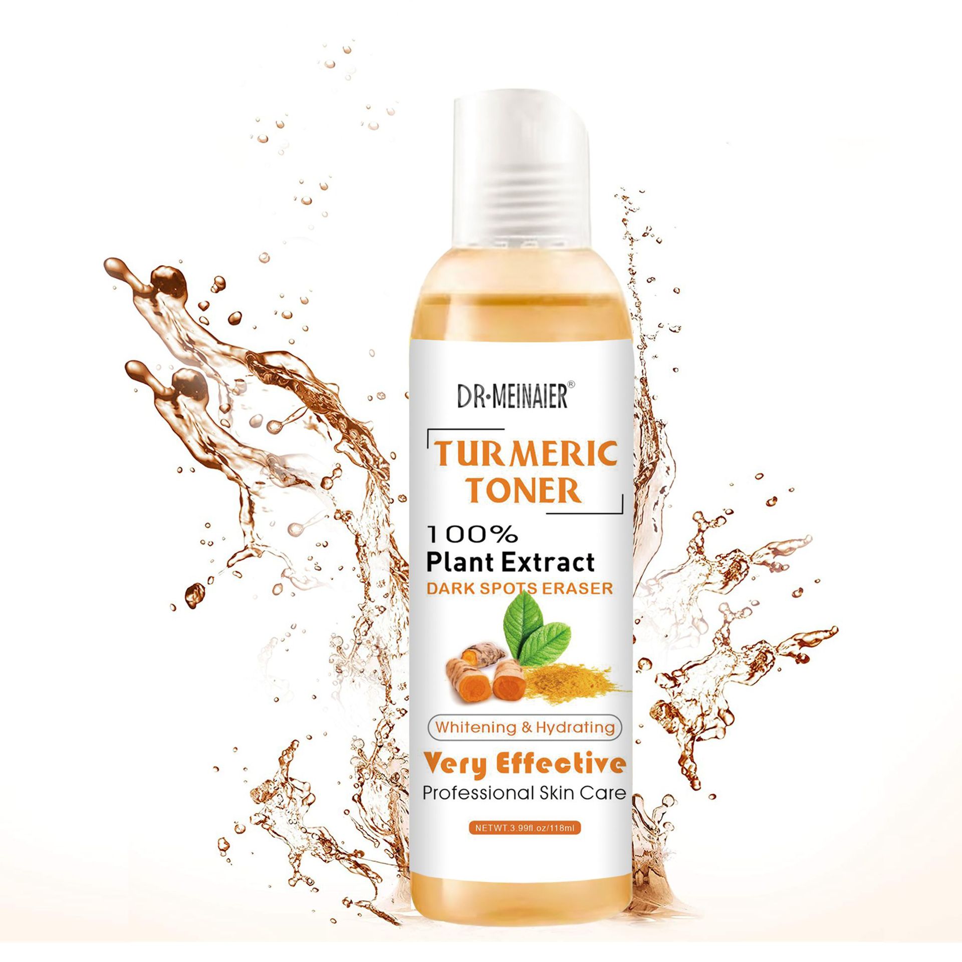 Cross-border Turmeric Toner Moisturizing, Hydrating, firming, Nourishing and Refreshing Skin Softening Essence Water 118ml Export wholesale Specification drawing