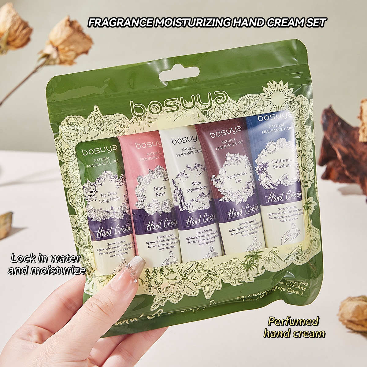 Cross-border exclusive bosuya scented Hand Cream, new 30g plant essence hand cream, moisturizing and non-greasy Specification drawing
