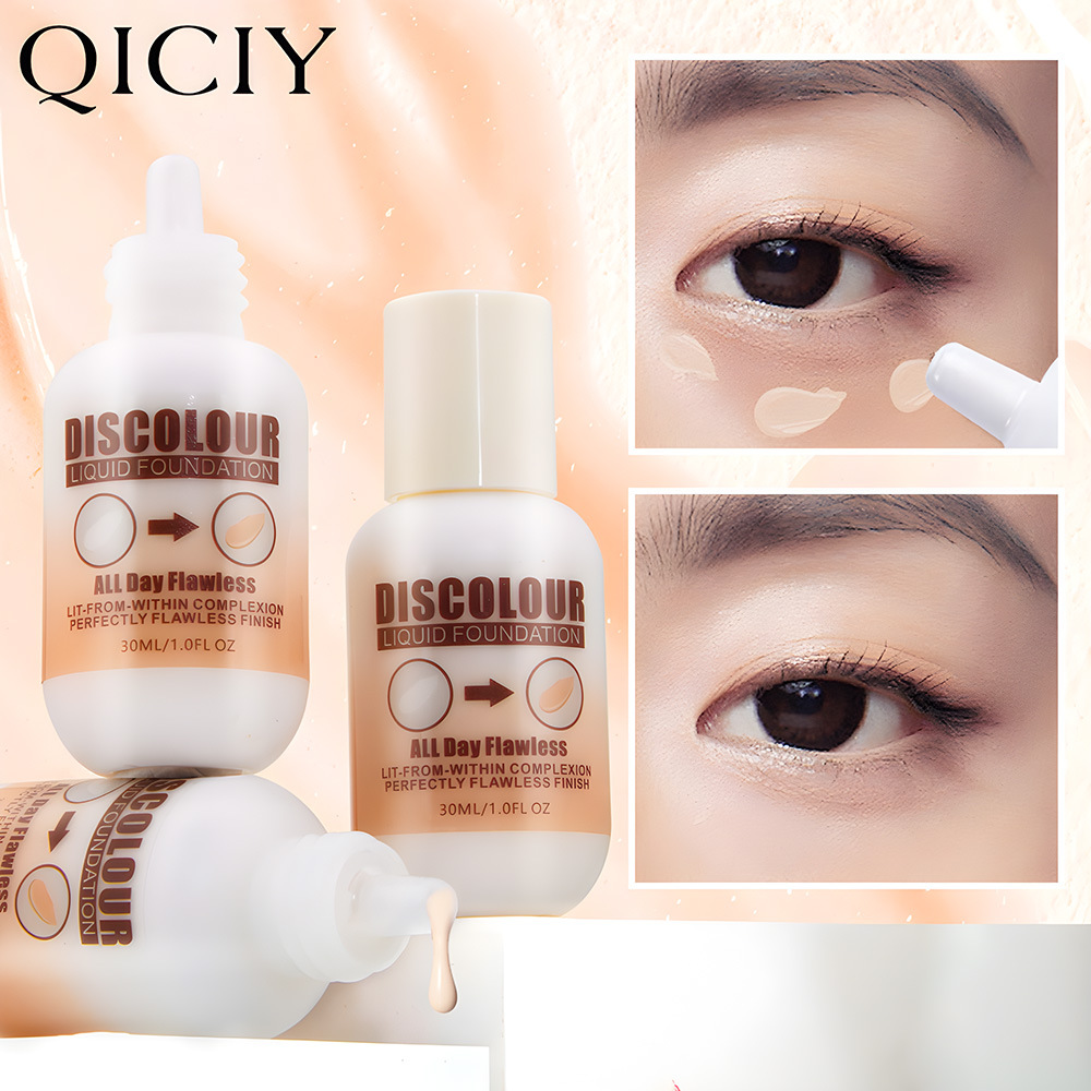 Cross-border exclusive thermochromic foundation, non-sticky, long-lasting, no makeup smudge, brightens skin tone, waterproof foundation for export full figure