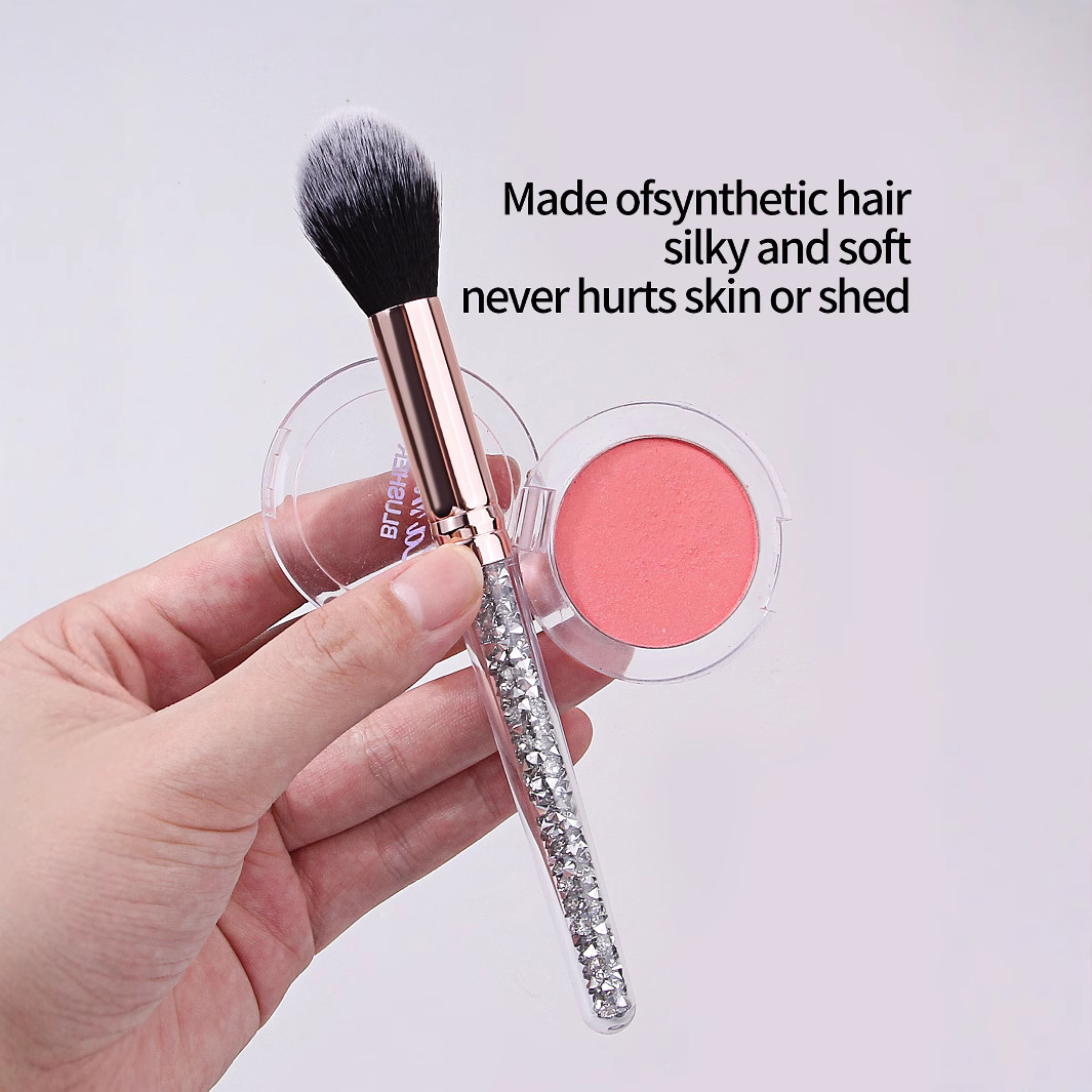 Hot-selling crystal diamond-handled makeup brushes, soft bristles, blush brushes, highlighter brushes, portable makeup tools, in stock for direct sale details Picture