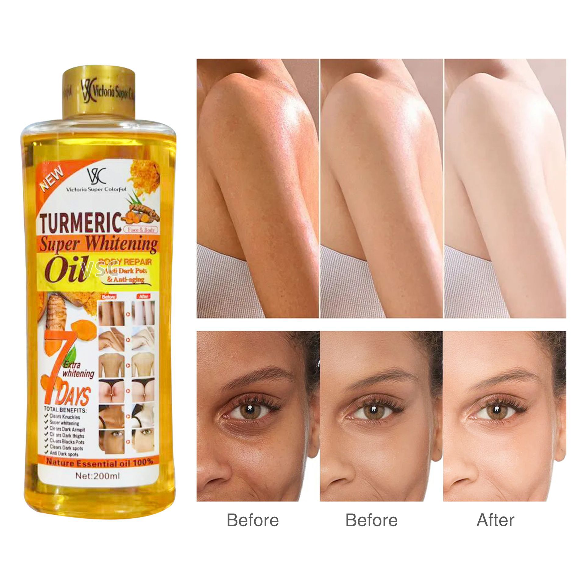 Cross-border foreign Trade 7-day Turmeric essential Oil Moisturizes and unblocks meridians, generates heat, Ginger Oil for full-body massage, 200ml Specification drawing