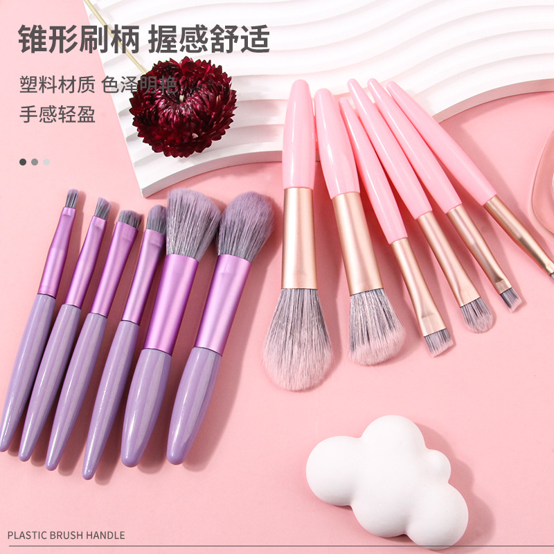 6-piece makeup brush set for beginners: Little Purple Sweet Potato Clear Sky Series Loose Brush PVC Complete Eyeshadow brush beauty tools Specification drawing