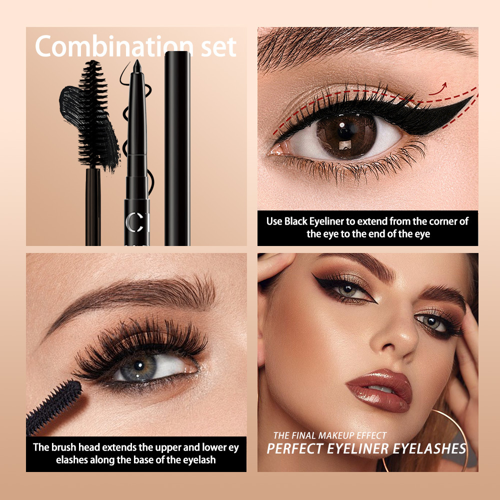 QICIY+ eyeliner gel pen + mascara waterproof, non-smudge, long, thick, curly, long-lasting, fine brush head, cross-border Application Scenario