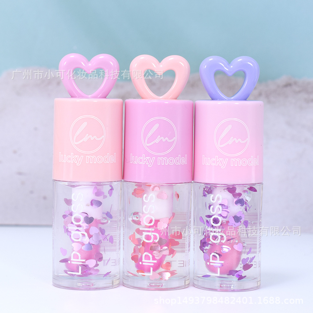 ML8013B Export [lucky model] Heart-shaped Sequin Color-changing Moisturizing Lip Oil MAGIC LIPOIL details Picture