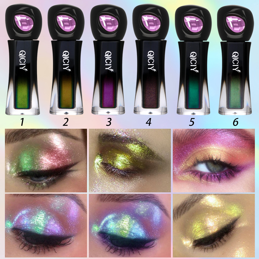 Cross-border exclusive QICIY+ 6-color Chameleon Eyeshadow, Fine Sparkling Chameleon Eyeshadow, Pearlescent Sleeping Eye Liquid Eyeshadow Specification drawing