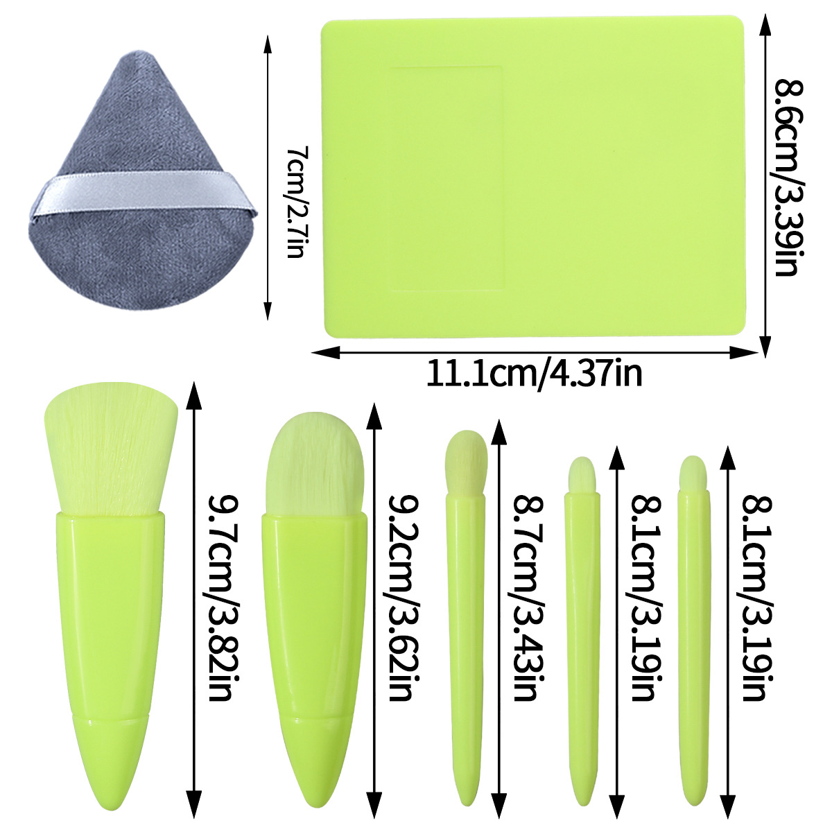 Portable 5-piece mirror case makeup brush set, soft bristle foundation, blush and eyeshadow brush, with built-in mirror travel makeup tools Application Scenario