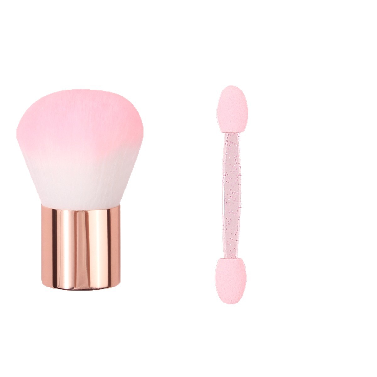 50 multi-functional double-headed sponge eyeshadow sticks, high-gloss blending brush, portable short-handled mushroom head soft bristled powder brush Item Picture