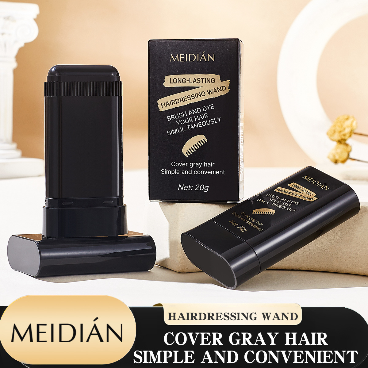 【 Cross-border Exclusive 】MEIDIAN Hair Care Stick for beauty, hair color modification, covering white hair, portable and gentle dyeing details Picture