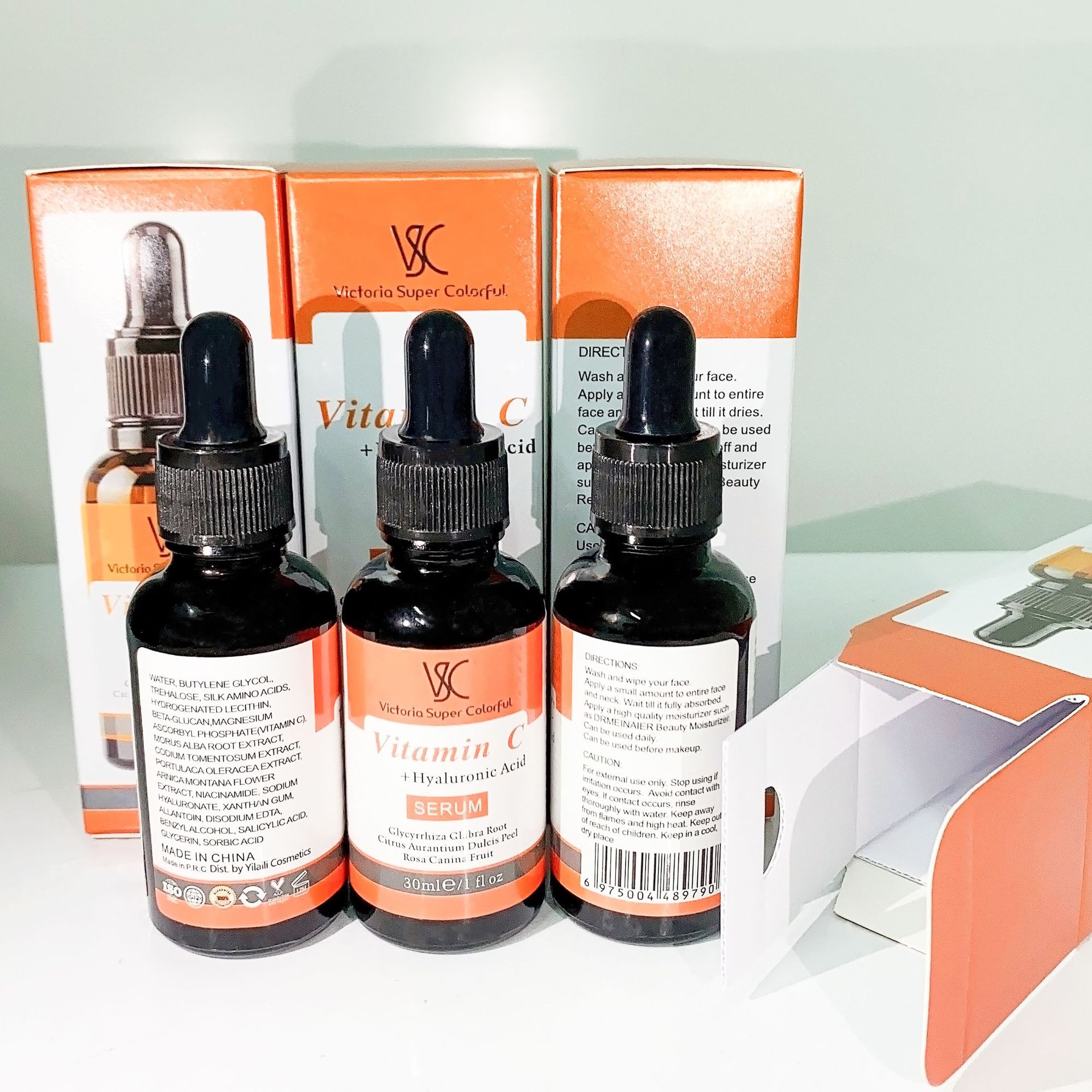 Cross-border VC Essence Serum Serum Facial Moisturizing, Doubling and brightening Vitamin C Essence 30ml Factory export details Picture