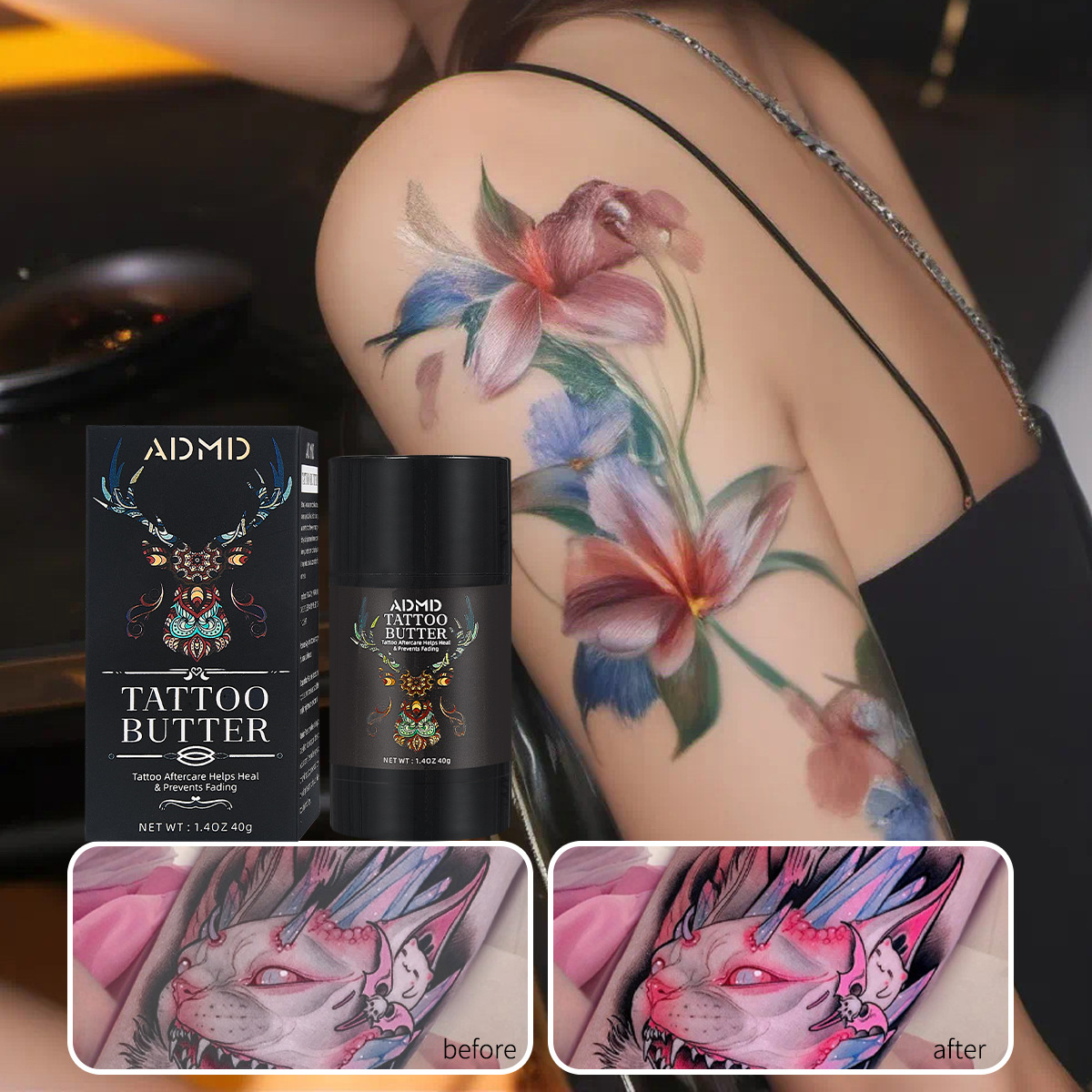 Cross-border bestseller ADMD Tattoo Care Stick, color-fixing and color-showing tattoo cream, Tattoo EnhanceBlam full figure