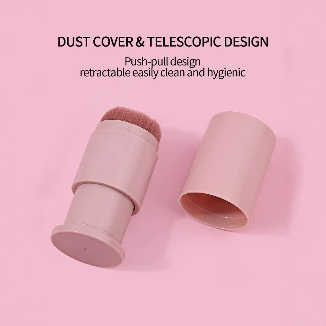 Pink large round head telescopic brush, super soft blush brush, foundation brush, nail dust brush, factory stock available, can be dispatched on the same day Specification drawing