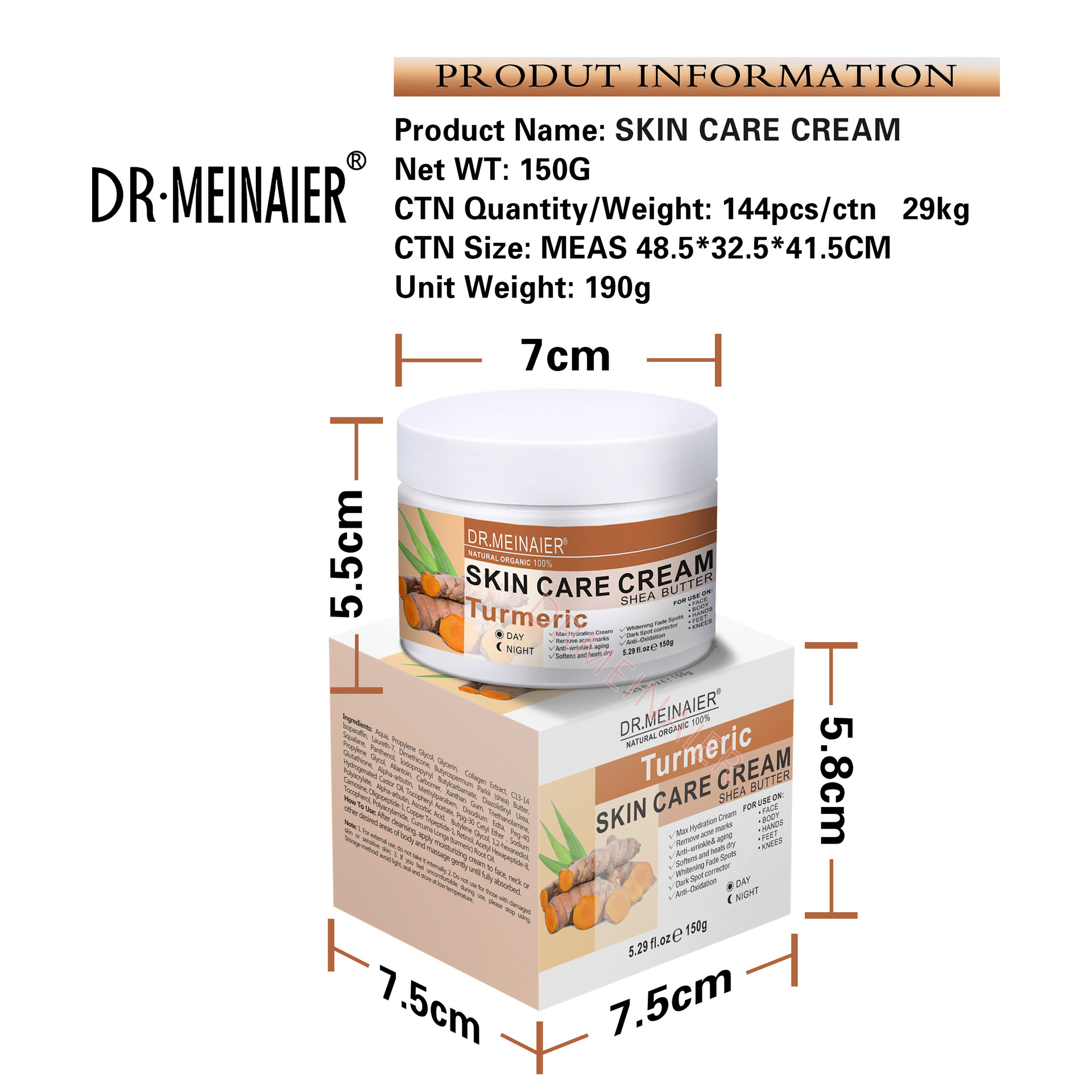 Cross-border Koji Acid Face Cream 150g Vitamin C Moisturizing Cream nourishes, moisturizes, darkens, soothes, tightens, brightens, repairs and hydrates Item Picture