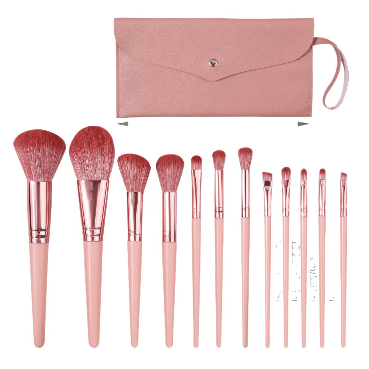 Beginner's 12-piece pink makeup brush set, pink storage bag, complete facial beauty tools, makeup brushes Item Picture