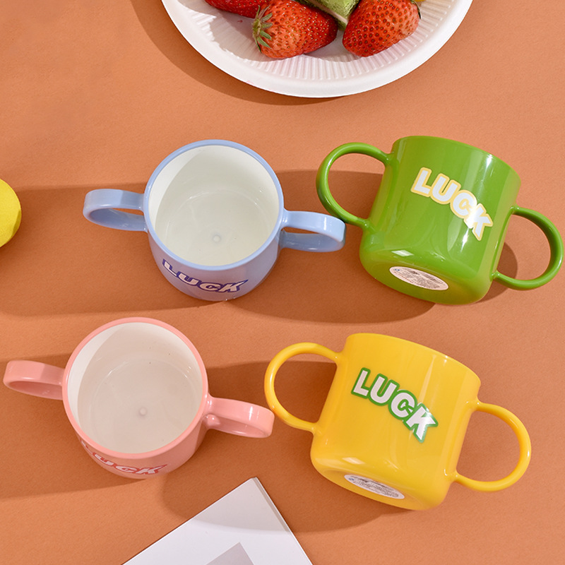 G28-GH-2588 Children's double-handled cup, new household food-grade large-diameter water cup, open and easy to clean, open cup for learning to drink