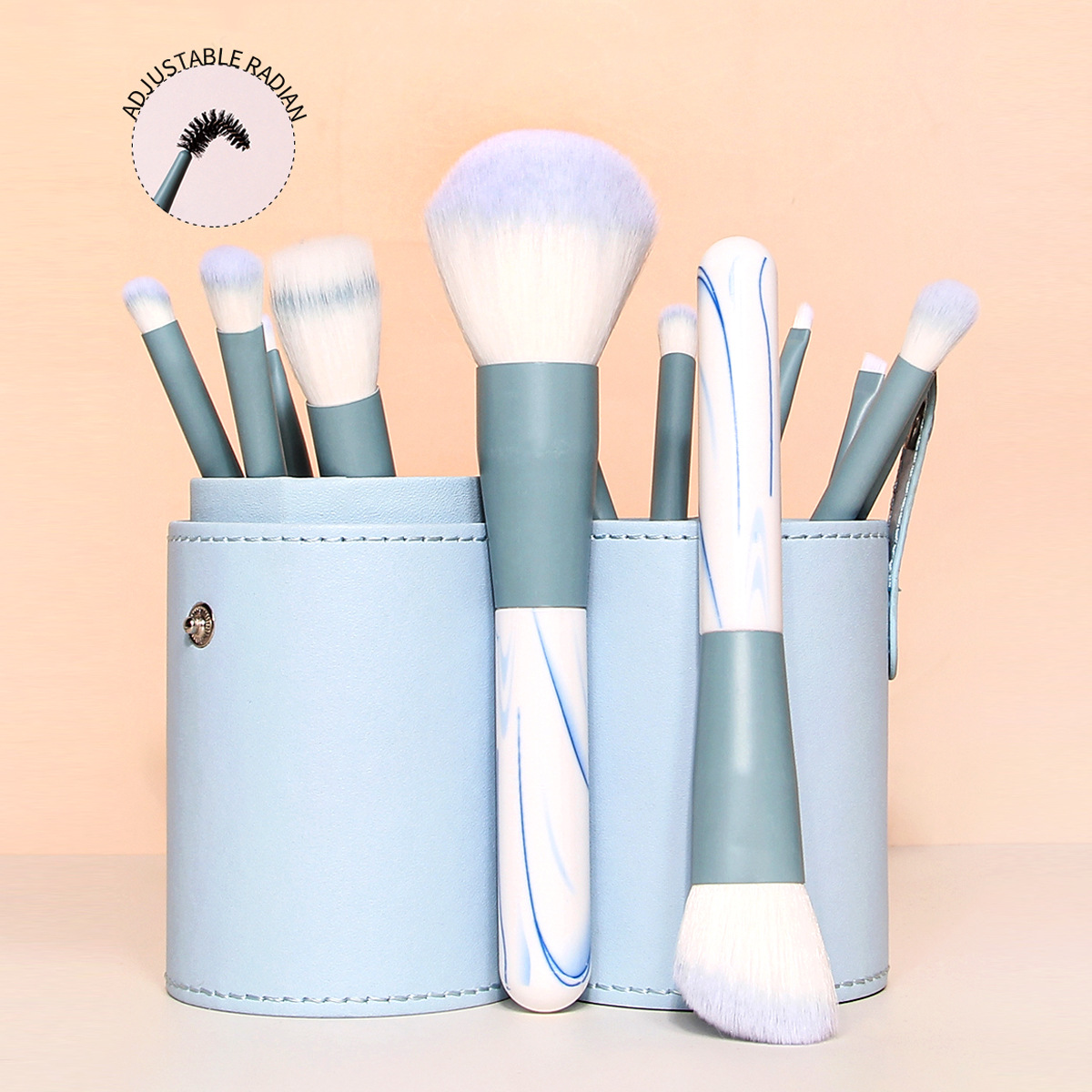 Beginner's Clear Sky Series 12-piece makeup brush set, complete set of soft-bristled concealer brushes, large loose powder setting brushes wholesale full figure