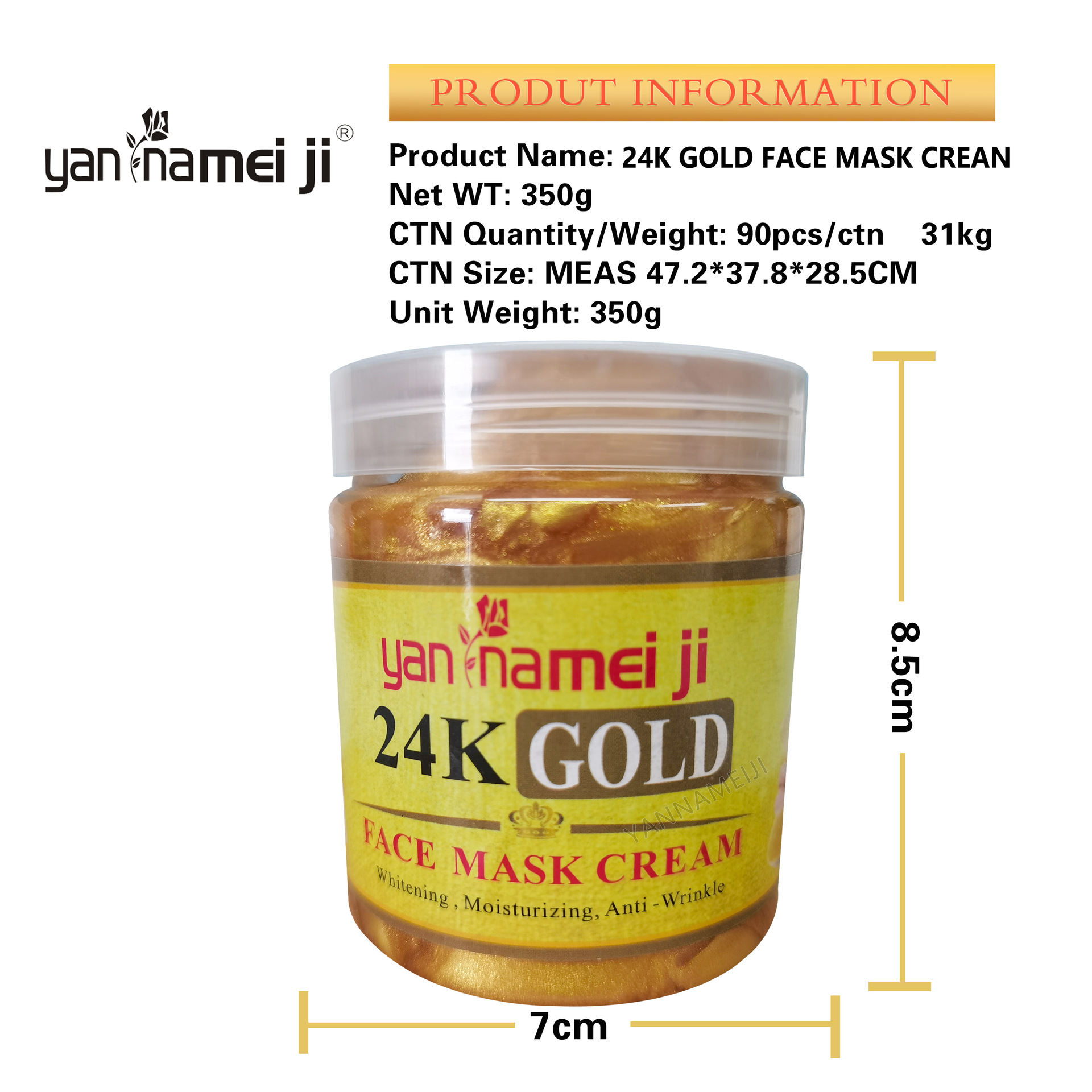 Cross-border exclusive 24K gold mask for moisturizing, hydrating, Repairing and cleansing, 350g export wholesale Item Picture