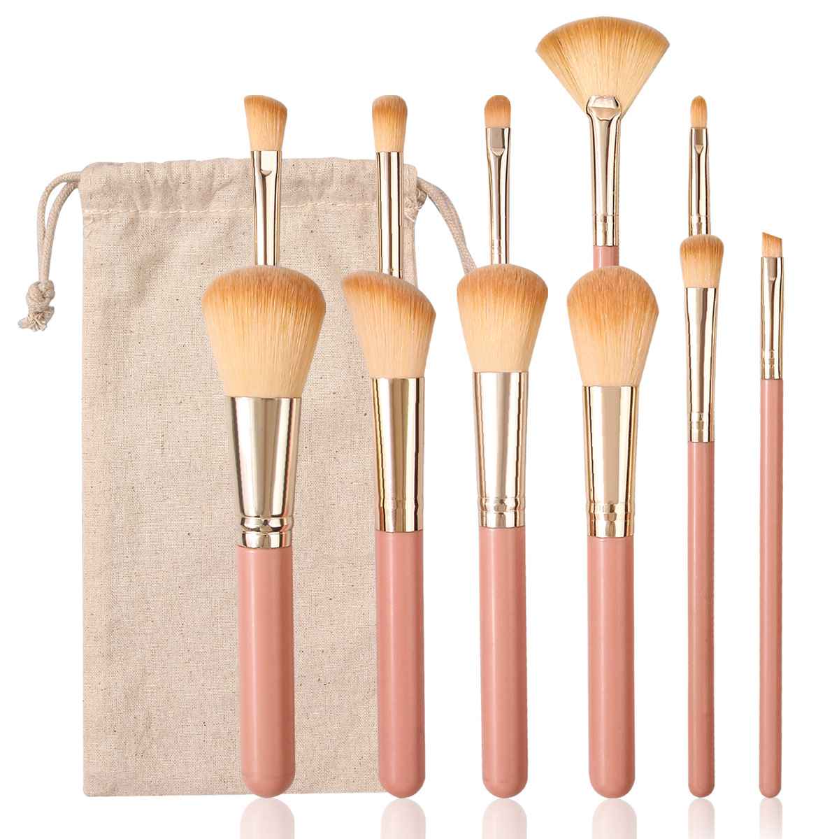 New 11-piece makeup brush set in a cloth bag, super soft loose powder blush eyeshadow brush, beginner's beauty tool Item Picture