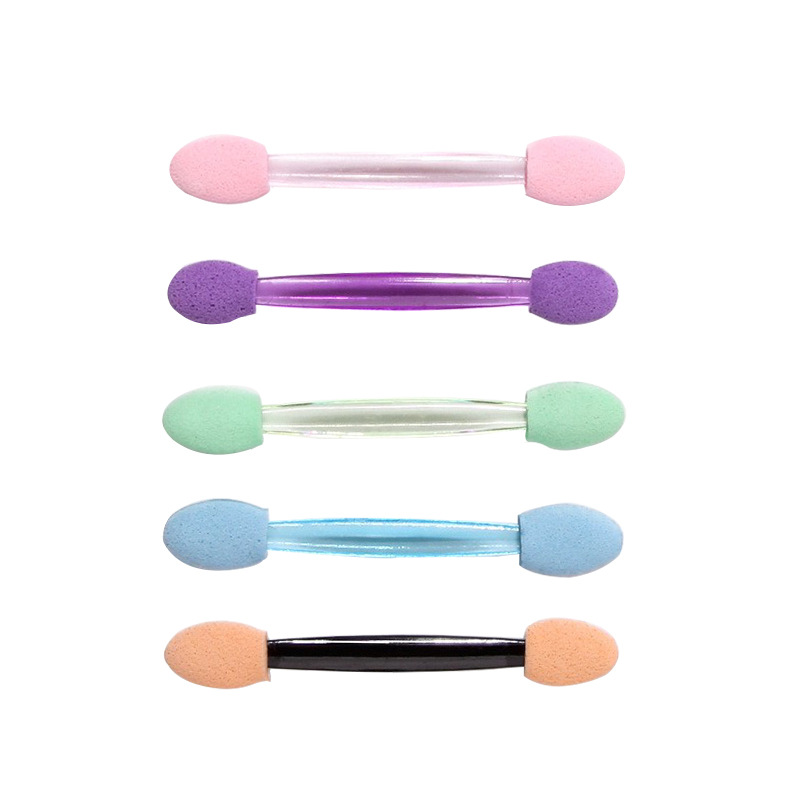 Wholesale of 50 double-headed sponge eyeshadow brushes, mini portable eyeshadow palettes, sponge sticks, eye smuders, and beauty tools Item Picture