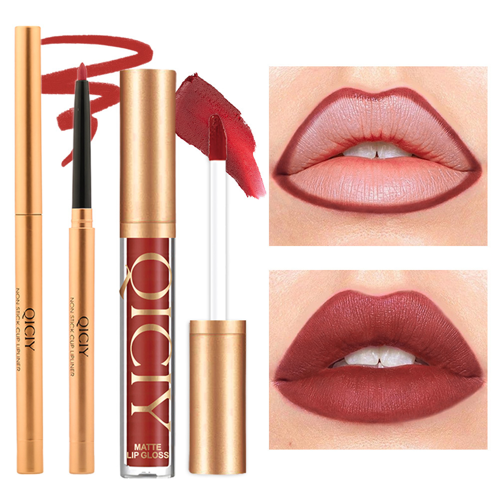 Cross-border exclusive QICIY matte lip gloss set, matte pearlescent non-stick cup lip gloss, a best-selling lip gloss from Europe and America details Picture