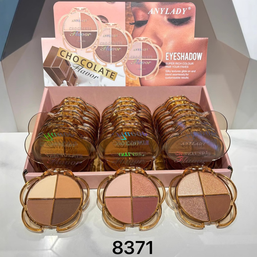 8371 New chocolate-colored EYESHADOW four-color export [ANYLADY] Pearl and matte Eyeshadow full figure
