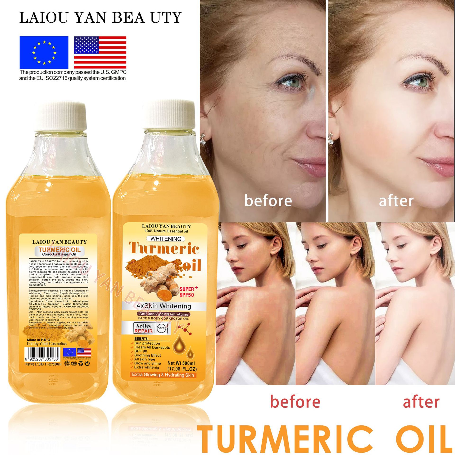 Cross-border foreign trade turmeric essential Oil Moisturizing Oil, Body Massage essential oil, Back opening Gua sha bb Oil, Ginger Oil, massage Turmeric oil details Picture