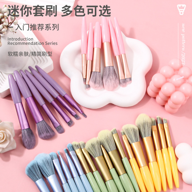 6-piece makeup brush set for beginners: Little Purple Sweet Potato Clear Sky Series Loose Brush PVC Complete Eyeshadow brush beauty tools full figure