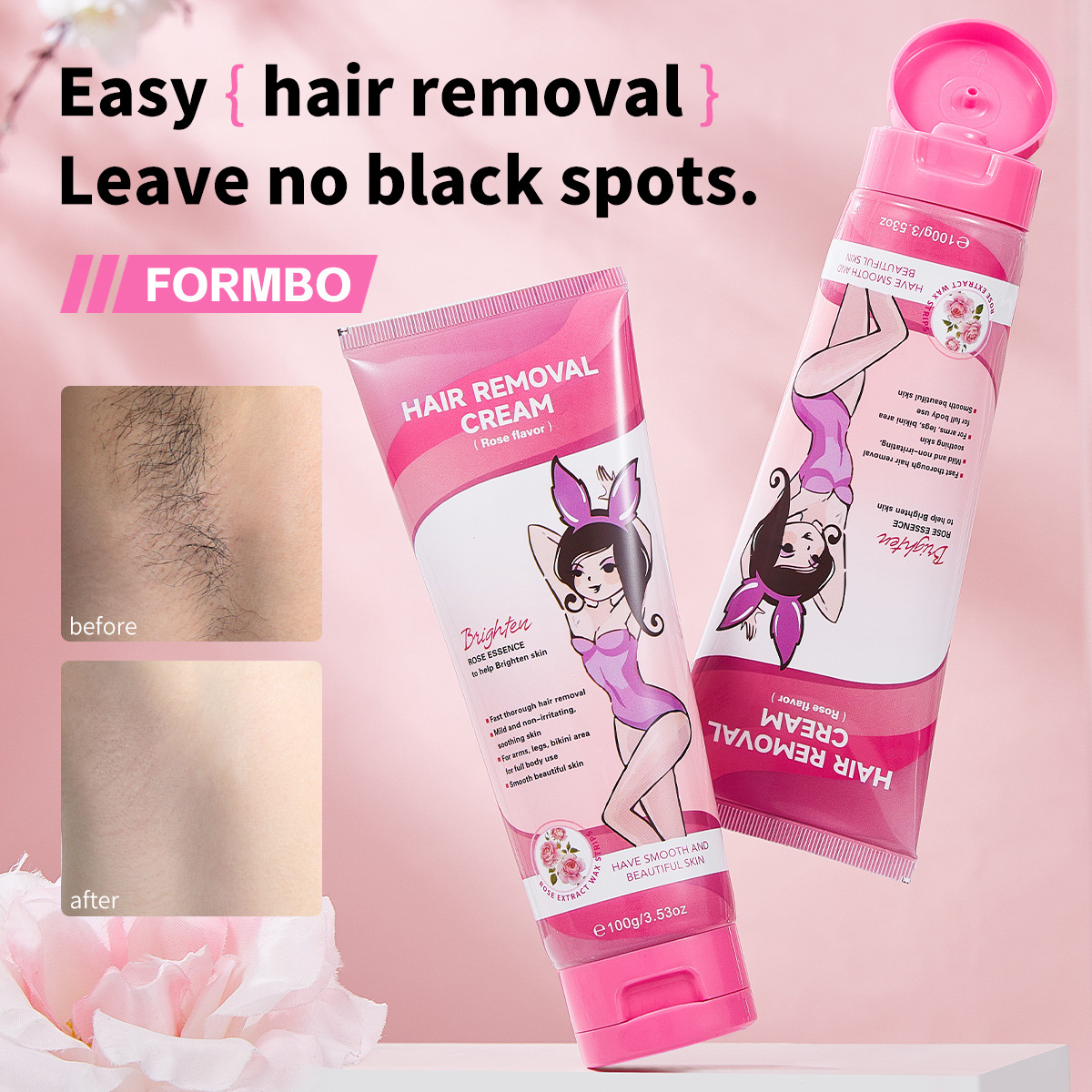 【 Cross-border Exclusive 】FORMBO Hair Removal Cream is a gentle hair removal cream that does not irritate the arms and armpits Application Scenario