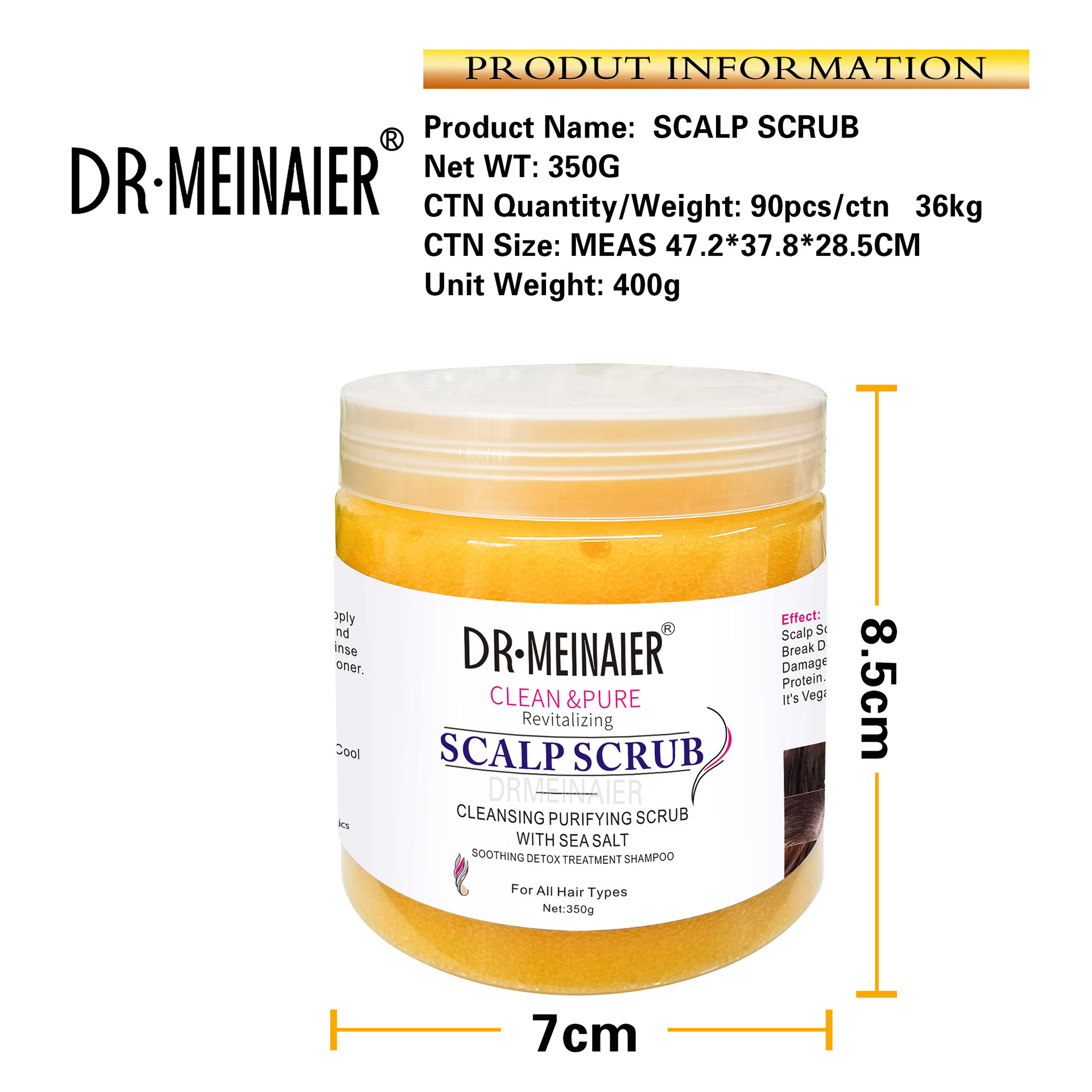 Cross-border turmeric Scalp Scrub, Oil-control Cleansing Shampoo, Rich shampoo foam, 350g Sea salt bestseller Item Picture