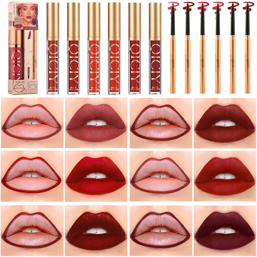 Cross-border exclusive QICIY matte lip gloss set, matte pearlescent non-stick cup lip gloss, a best-selling lip gloss from Europe and America Application Scenario