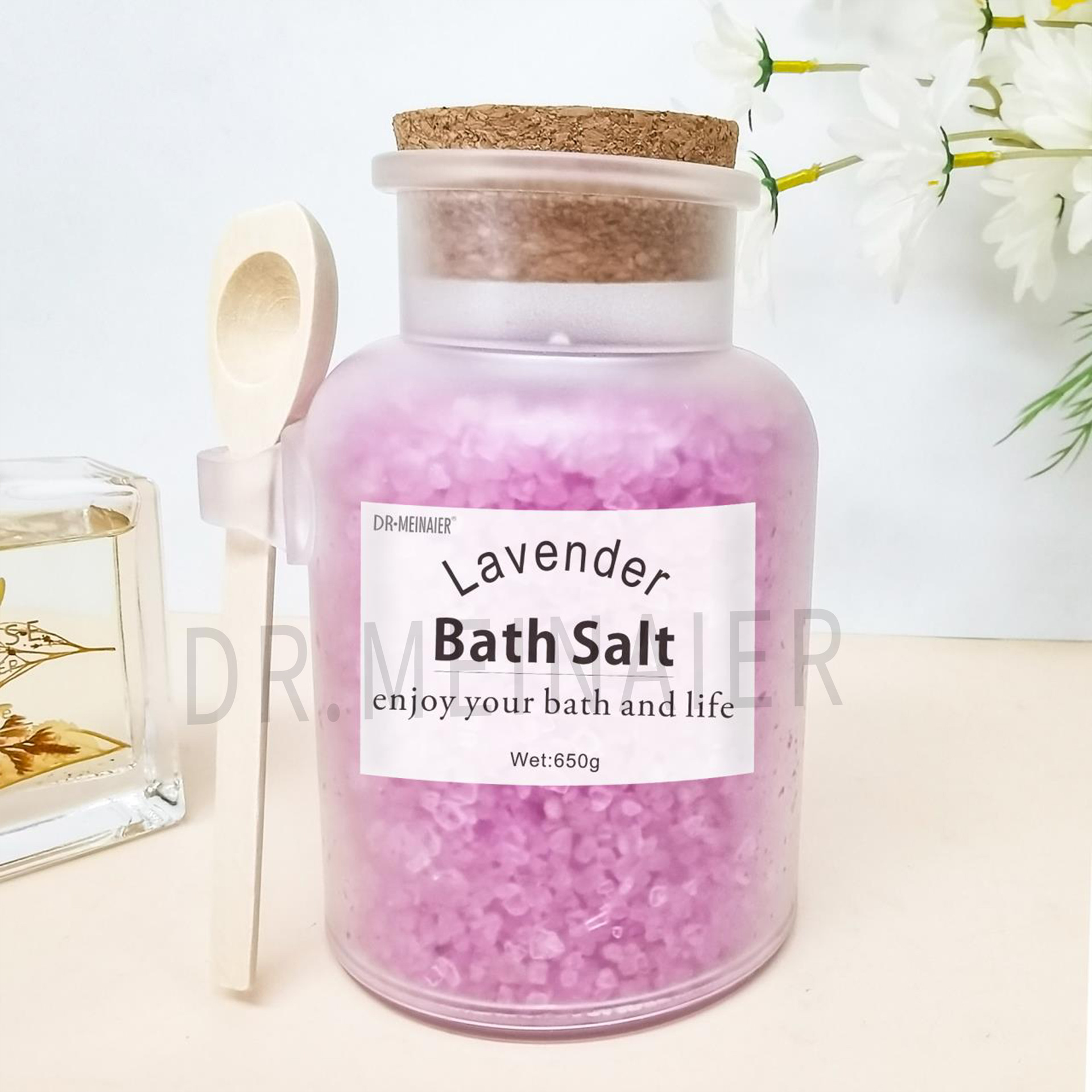 Cross-border manufacturer wholesale rose dried flower bath salt, moisturizing scrub salt, crystal salt, Himalayan salt, bath and bathing salt Specification drawing