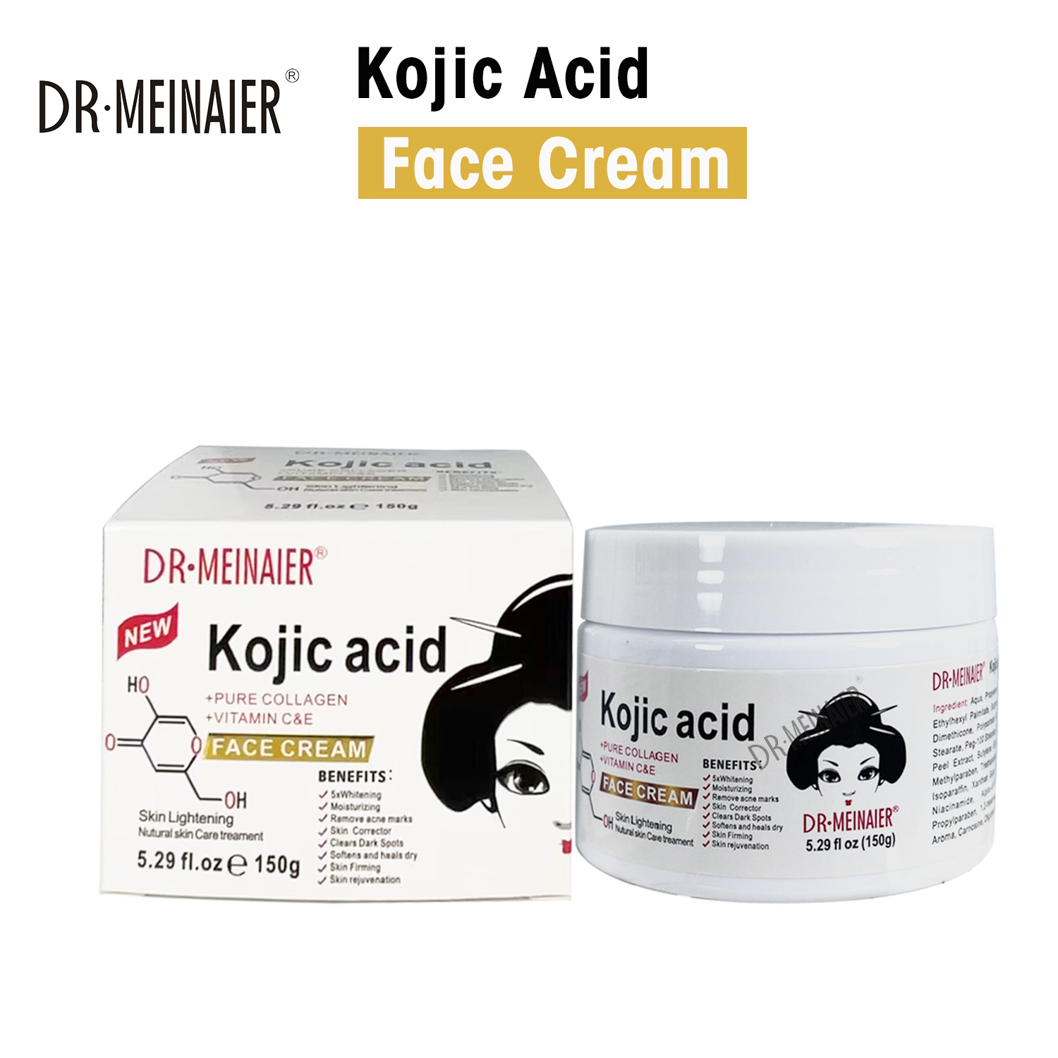 Cross-border Koji Acid face Cream Moisturizes, brightens, nourishes, reduces wrinkles, darkens, cares for the skin, hydrates and rejuvenates. Cross-border face c Specification drawing