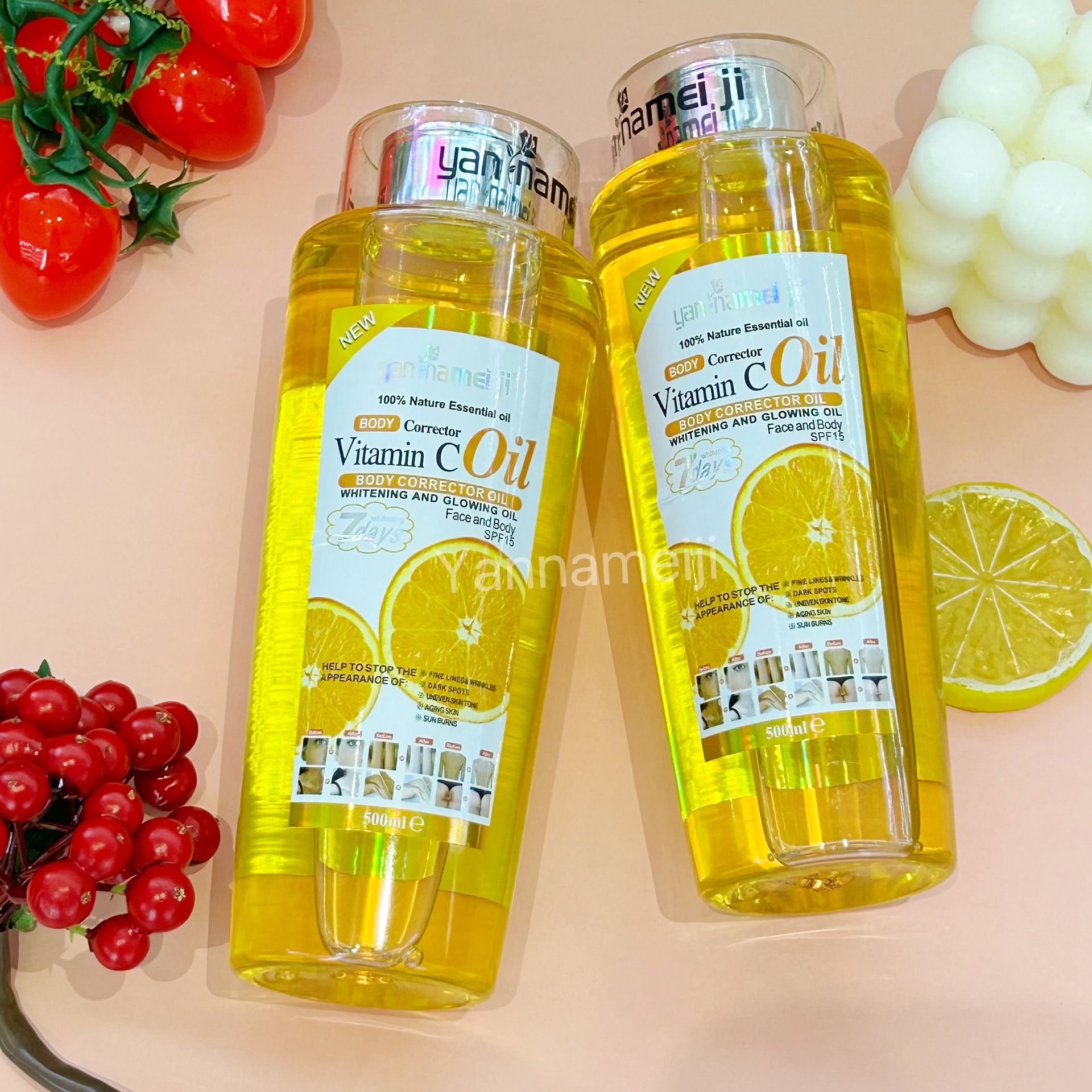 Wholesale of 500ml cross-border trade Vitamin C essential oil, repair oil, massage and skin care VC massage oil full figure